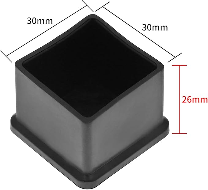 20Pcs Square Furniture Leg Caps 1-3/16" x 1-3/16" (30 x 30mm), Anti-Slip PVC Chair Leg Caps, Furniture Floor Protectors for Chair Table Sofa, Black - Image 2