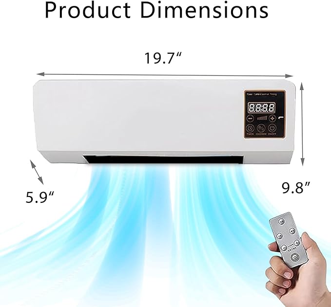 Mini Wall Mounted Air Conditioner, 2 in 1 Heater and Fan Combo Ductless Ac Conditioners with Remote Control, Portable Evaporative Air Cooler for Bedroom Room Office - Image 3