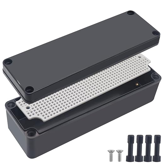 Junction Box,IP67 Waterproof ABS Black Project Box with Mounting Plate Electrical Box Enclosure for Outside Electronics 9.8 x 3.1 x 2.8inch(250x80x70mm) by Otdorpatio
