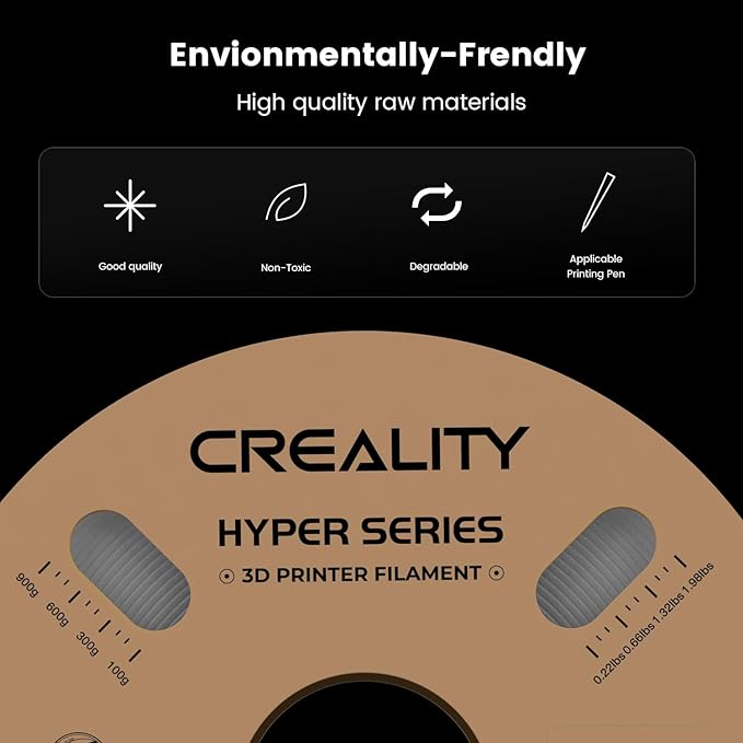 Creality Hyper 3D Printer PLA Gray Filament High Speed Printing 1.75mm 2.2lbs Spool ±0.03mm Dimensional Accuracy Flow Durable Resistant Smooth for Ender 3 v3 Plus KE K1 Max K1C 3D Printers - Image 5