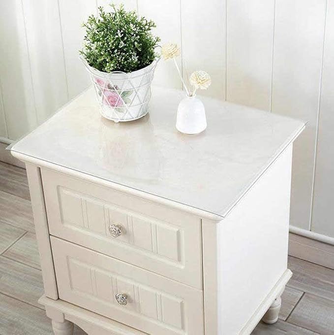 NECAUX 13 x 16 Inch 1.5mm Thick Frosted Table Protector, Rectangular Durable Oil Proof Water Resistant Crystal Soft Plastic Tabletop Cover Protector Placemat Pad for Night Stand Side End Table - Image 2