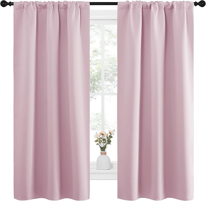 NICETOWN Bedroom Curtains, Room Darkening Draperies Window Curtain Panels, Thermal Insulated Room Darkening Curtains (Lavender Pink, 2 Panels, W34 x L63) - Image 2