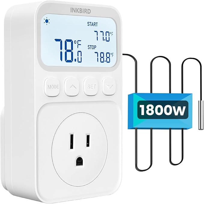 INKBIRD Plug in Thermostat 15A 1800W, Programmable Heating Cooling Digital Temperature Controller Timer for Window A/C Fan Heater Greenhouse Homebrewing Reptile by Inkbird