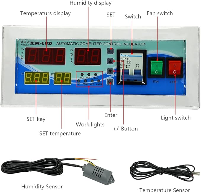 Full Automatic Egg Incubator Controller XM-18D Temperature and Humidity Controller - Image 2