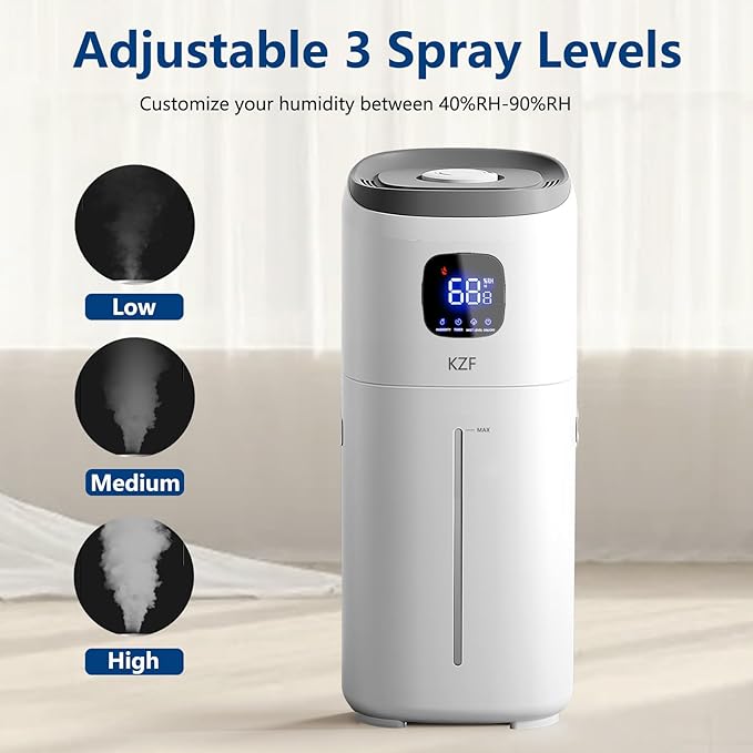 KZF 15L Humidifiers for Bedroom Large Room - 2000 Sq.ft Coverage, 72Hrs Runtime, Top Fill, 26dB Quiet, 3 Mist Levels & Diffuser, Auto Shut-Off, Ready for Baby Nursery and Plants - Image 5