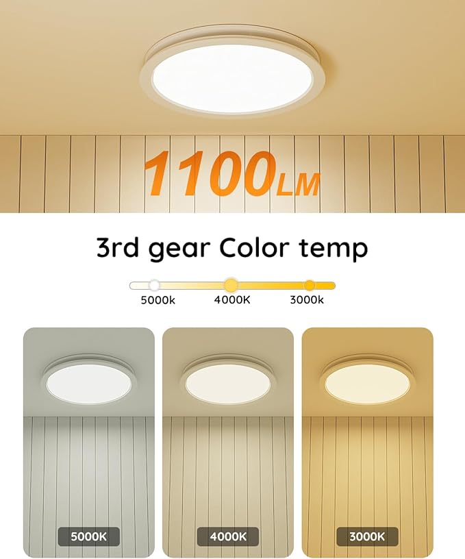 Fitop Bathroom Exhaust Fan with Light,130 CFM 47W 1100LM Ceiling Mount Shower Ventilation Exhaust Fan, 1.5Sones Bathroom Vent Fan with Light, Fan LED Light 3000K/4000K/5000K - Image 5