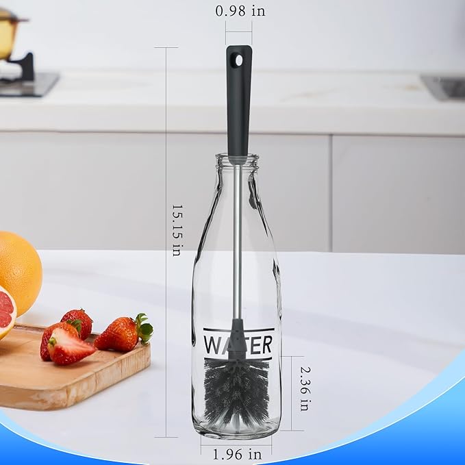 Long Bottle Brush, 15.15 in Bendable Cleaner Brushes for Cleaning Neck Beer Bottles, Wine, Baby Bottles, Water Bottles, Tumblers, Flask, Bird Feeder, Vase, Pipes and Brewing Supplies Black/1Pack - Image 7