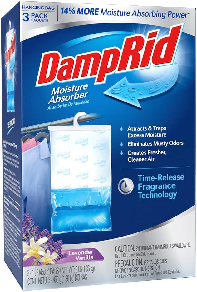 DampRid Moisture Absorbers Fresh Scent and Lavender Vanilla, 3-Pack 10.5 oz Cups + 3-Pack 16 oz Hanging Bags - Image 5