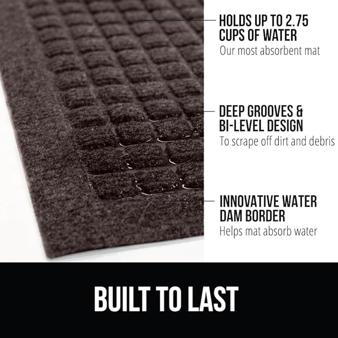 GORILLA GRIP Front Door Mat, 72x24, Indoor Outdoor Ultra Absorbent HydroAbsorb Doormat, Absorbs Up to 2.75 Cups of Water, Stain and Fade Resistant, Rubber Backing Doormats, Captures Dirt, Coffee - Image 2