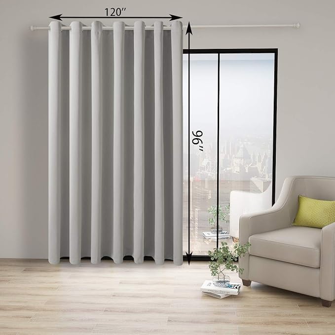 BONZER Room Divider Curtain Total Privacy Wall Extra Wide Grommet Room Darkening Curtains for Patio Sliding Glass Door, 96L x 120W Inch (8L x 10W ft), 1 Panel, Silver - Image 4