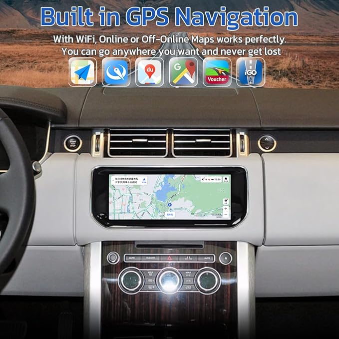 Android Car Radio for 2013 2014 2015 2016 2017 Range Rover L494 L405 Full Touch Screen Replacement Head Unit GPS Navigation Wireless Carplay Android Auto WIFI Player Stereo Upgrade (for Harman system) - Image 4
