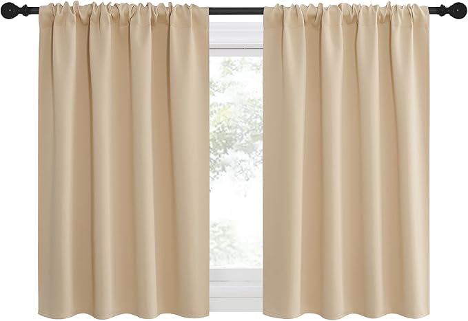 NICETOWN Blackout Room Darkening Curtains - Home Decoration Light & Noise Reducing Thermal Insulated Window Draperies with Rod Pocket Top (Biscotti Beige, Set of 2, 42 inches Wide x 36 inches Long) - Image 3