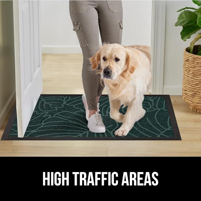 GORILLA GRIP 100% Waterproof All-Season WeatherMax Doormat 35x23, US Designed Natural Rubber, Stain and Fade Resistant, Low Profile Indoor Outdoor Door Mats, Easy Clean Patio Mat, Green Palm - Image 6