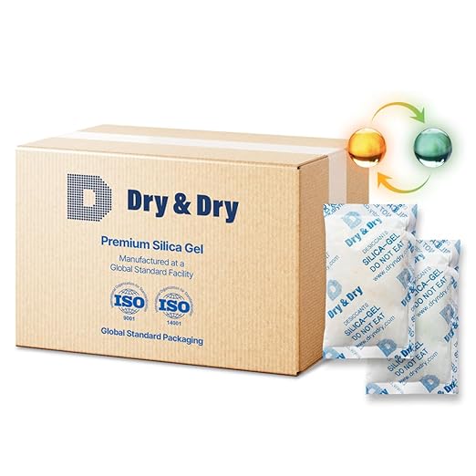 Dry & Dry 100 Gram [200 Packs] Orange Indicating(Orange to Dark Green) Mixed Silica Gel Packets - Food Safe Rechargeable Silica Packets Desiccants Silica Gel Packs Silica Gel Packets by DryDry