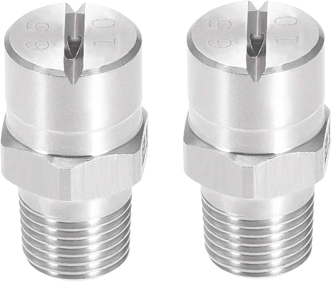 uxcell Flat Fan Spray Tip - 1/8BSPT Male Thread 304 Stainless Steel Nozzle - 65 Degree 2mm Orifice Diameter - 2 Pcs by uxcell