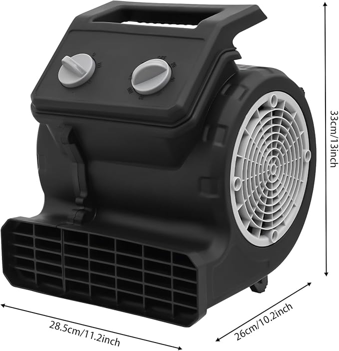 TFCFL Floor Drying Fan, Portable Floor Blower Fan with 3-Speeds & 3 Blowing Angles, For Janitorial, Plumbing, Home, Commercial, Industrial Use (Black) - Image 2