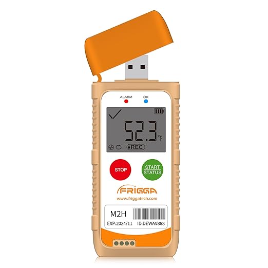 Frigga M2H Reusable Temperature Humidity Data Logger Multi-Use USB Digital Temperature Recorder 28800 Points High Accuracy Refrigerator Thermometer Logger PDF CSV Report by Frigga