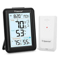 Geevon Indoor Outdoor Thermometer for Seniors – Digital Temperature & Humidity Monitor with Alarm Clock, 3.8" Large Display, Backlight, 3 Channels, Battery Operated for Home, Bedroom, Greenhouse by GEEVON