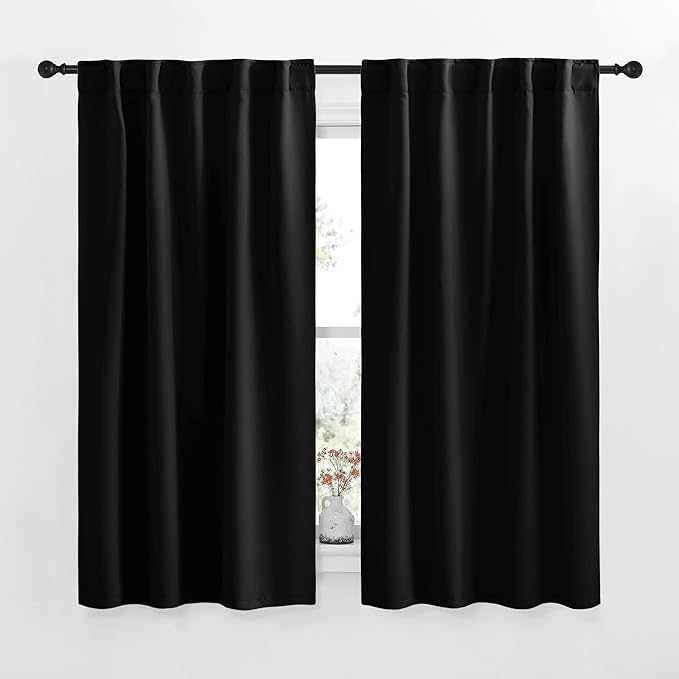NICETOWN Halloween Blackout Curtains Window Panel Drapes - (Black Color) W42 x L63, Double Panels, Home Decoration Light Blocking Thermal Insulated Rod Pocket & Back Loop Draperies for Living Room by NICETOWN