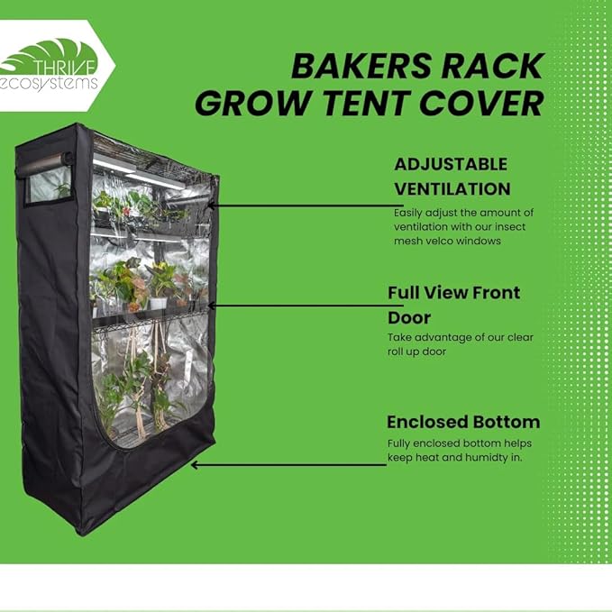48"x18"x72" Grow Tent Cover for Baker's Rack – Clear Front Door, Adjustable Ventilation, Fully Enclosed Bottom – Indoor Greenhouse for Plants - Image 2