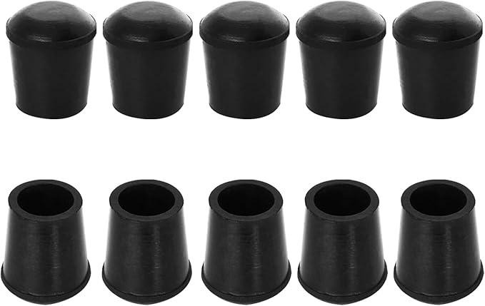 10 PCS Black Round Rubber Chair Leg Caps Tips, Vinyl Rubber End Kits, Soft Touch Table Feet Cover, Anti Slip Floor Protector, 1/2 inch (12mm) by Zinkebol