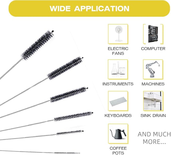 Straw Cleaner Brush Set,6 Piece Long Drinking Straws Cleaning Brush Pipe Tube Tiny Brushes 10-inch,Black - Image 6