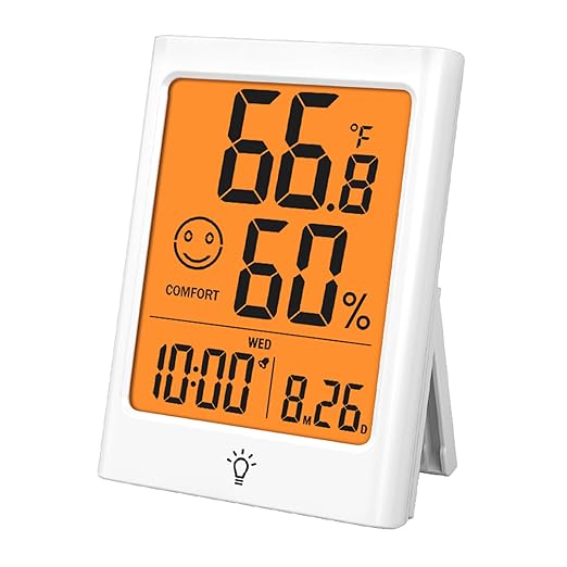 Digital Indoor Thermometer for Room, Smart Temperature Humidity Monitor with Backlight, Comfort Indicator, Max/Min Record, Time, Calendar, Alarm, °c/°f Switch for Bedroom, School by Timloon