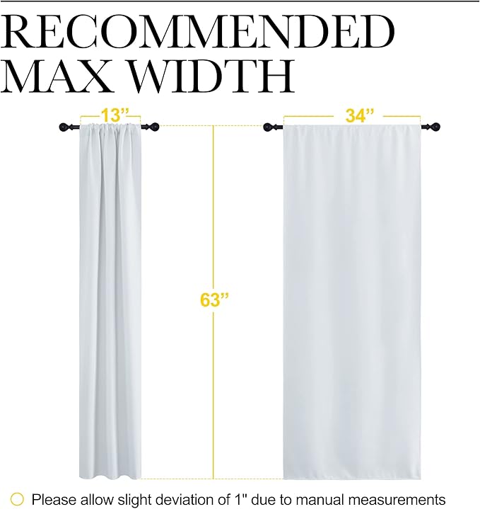 NICETOWN Greyish White Window Curtain Panels - Thermal Insulated Rod Pocket Room Darkening Curtain Sets for Bedroom (2 Panels, 34 by 63) - Image 6