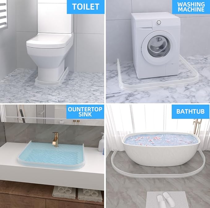 Duzzy 75 Inch Shower Threshold Water Dam, Shower Water Guard to Keep Water in Shower, Shower Water Stopper Dry and Wet Separation Suitable for Bathroom and Kitchen (Clear) - Image 4