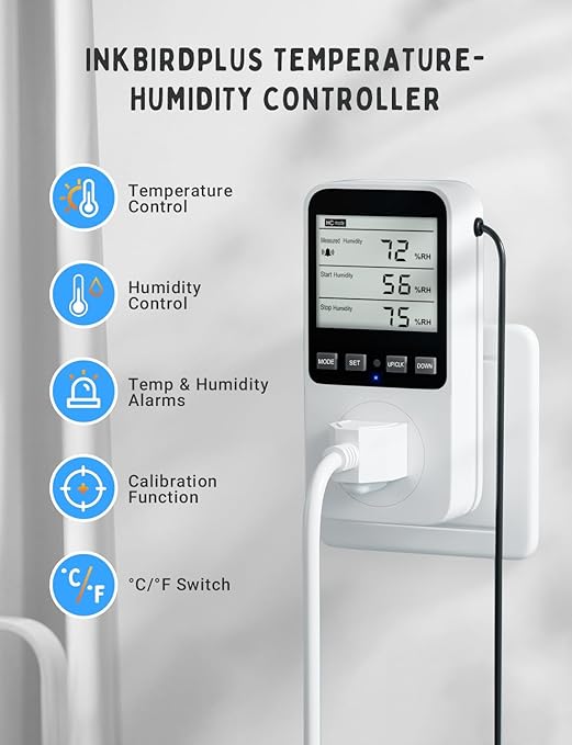 INKBIRDPLUS Temperature and Humidity Controller, Temperature Humidity Alarms, Ideal for Greenhouses, Reptiles, Incubators, Home Brewin - Image 2