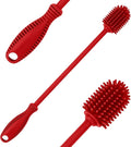 Silicone Bottle Cleaning Brush with Long Handle, BPA Free 12.5" Water Bottle Cleaner for Baby Bottles, Hydro Flask, Sports Bottle, Vase, Glassware, Perfect for Smaller Diameter Bottle Openings (Red) by ddLUCK