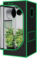 Grow Tent 24"x24"x48" 600D Mylar Hydroponic Indoor Grow Tents with Observation Window, Removable Floor Tray and Tool Bag for Indoor Plant Growing 2x2 by GreenHut