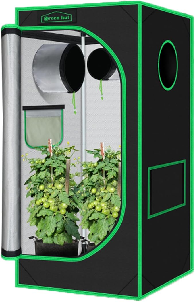 Grow Tent 24"x24"x48" 600D Mylar Hydroponic Indoor Grow Tents with Observation Window, Removable Floor Tray and Tool Bag for Indoor Plant Growing 2x2 by GreenHut