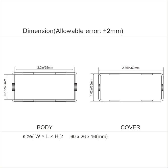 LeMotech 5Pcs ABS Plastic Electrical Project Case Power Junction Box, Project Box Black 2.4 x 1.0 x 0.6 inch (60 x 26 x 16 mm) - Image 7