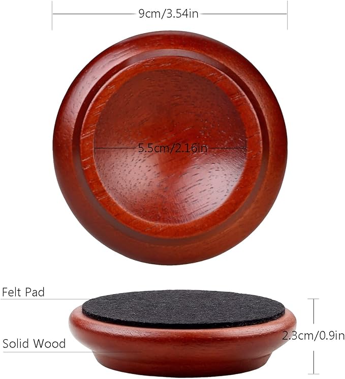 4 Pcs Solid Wood Upright Piano Caster Cups,Furniture Caster Cups,HilerPunk Sofas Beds Chairs Wheel Caster Cups Pads,with Non-Slip & Anti-Noise Felt Pads,for Hardwood Floor Protectors-Dark Brown - Image 2