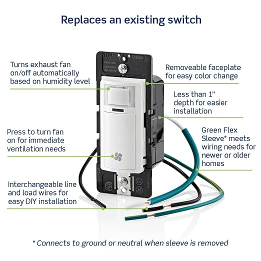 Leviton Humidity Sensor Switch for Bathroom Exhaust Fan, Automate Ventilation, Air Circulation, Moisture Control, ¼ HP, Single Pole, DHS05-1LT, Light Almond - Image 7