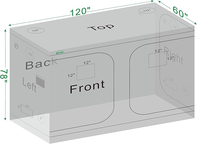 10x5 Grow Tent, 120"x60"x78" 600D Mylar Hydroponic Growing Tents for Plants Inside Reflective Grow Tent Growing Room Hydroponic System - Image 8