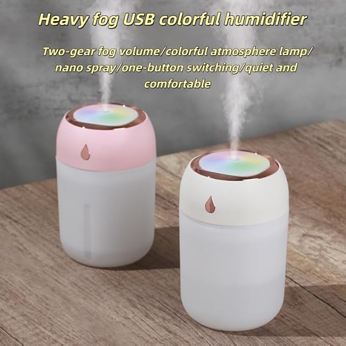 Portable Mini Humidifier for Bedroom, Office, Car, USB Personal Humidifier with LED Lights, 330ML Capacity, Auto Shut-Off, Aromatherapy Diffuser - Image 8