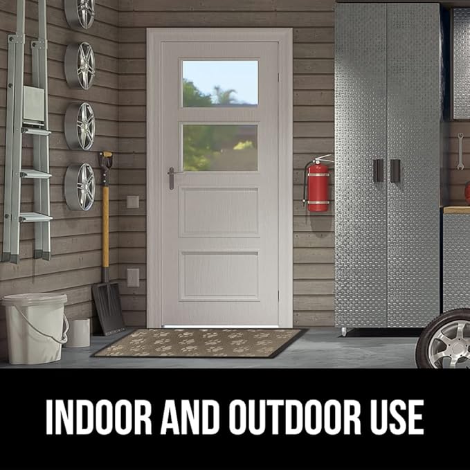 GORILLA GRIP 100% Waterproof All-Season WeatherMax Doormat 35x23, US Designed Natural Rubber, Stain and Fade Resistant, Low Profile Indoor Outdoor Door Mats, Easy Clean Patio Mat, Tan Pawprints - Image 9