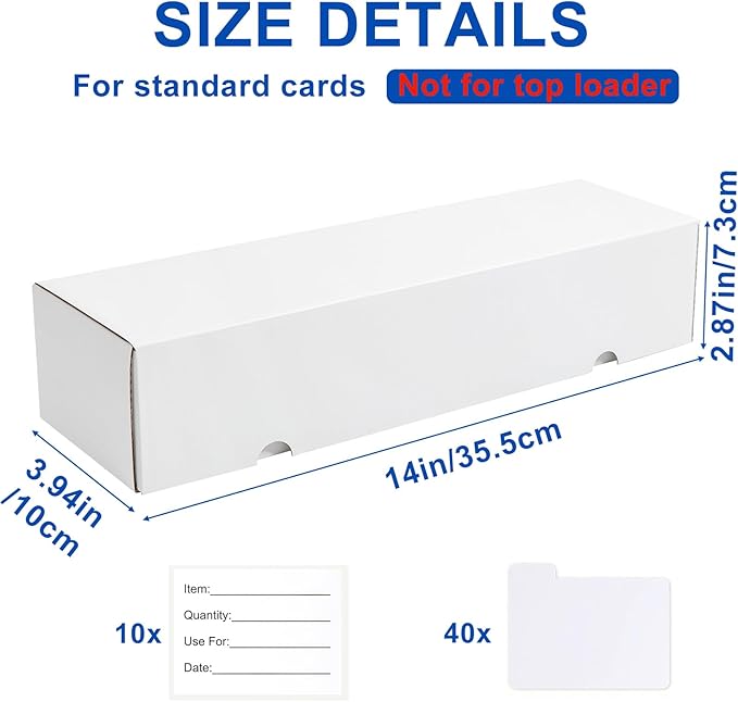 QINGUANG Trading Card Storage Box | 10 Pack • 1100 Count MTG Card Storage Box | with Dividers | White Corrugated Cardboard Sport Card Organizer for Basketball Card/TCG/Magic Collection - Image 3
