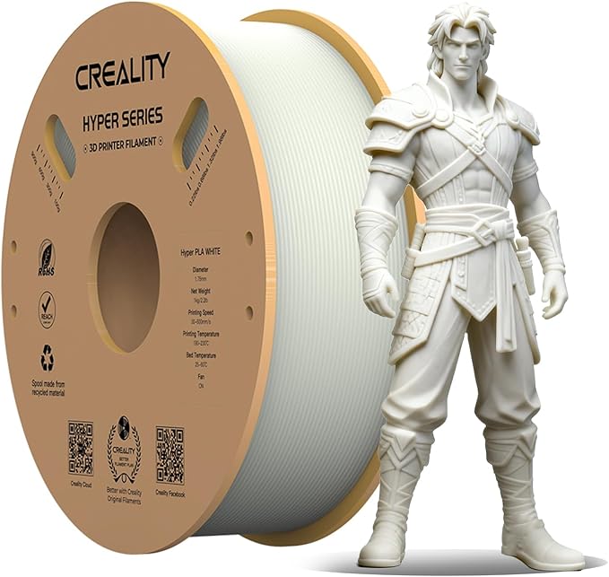 Creality Hyper PLA Filament 1.75mm, High-Speed 3D Printing Filament Up to 600mm/s, ±0.02mm Accuracy, 3D Printing Filament Fits for Most FDM 3D Printers (White) by Creality