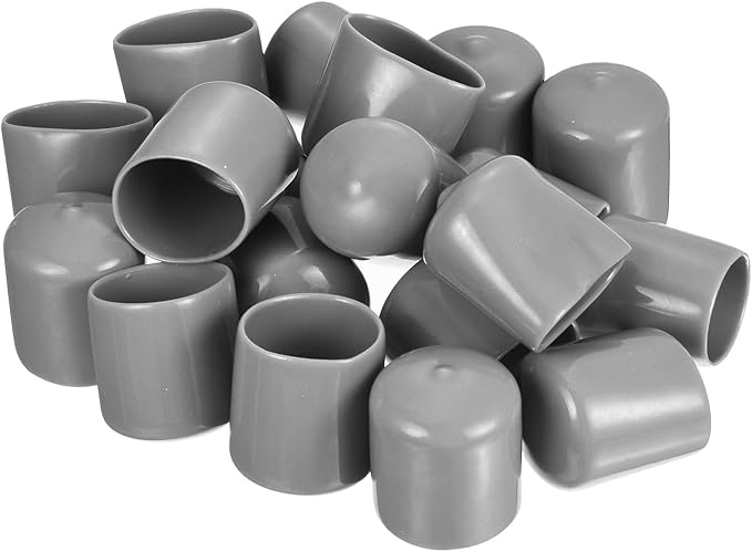 uxcell 20pcs Rubber End Caps Protective Caps 27mm ID Vinyl PVC Round Tube Bolt Cap Cover Screw Thread Protectors, Light Grey - Image 4