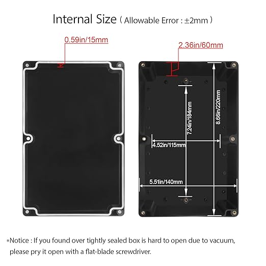 LeMotech Project Box ABS Plastic Junction Box IP65 Waterproof Hobby Box Electrical Boxes Universal Enclosure for Electronic Black 8.9X 5.7X 3.1 inch(230x150x85mm)（Pack of 1 - Image 3