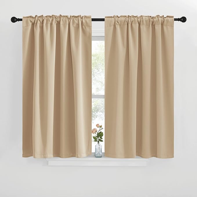 NICETOWN Blackout Curtain Panels for Living Room - (Biscotti Beige Color) 29x36 inch, 2 Panels Set, Room Darkening Blackout Drapes for Window - Image 2