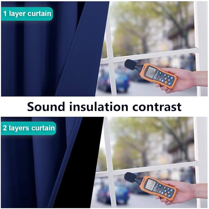 NICETOWN 100% Blackout Curtain Panels, Thermal Insulated Black Liner Curtains for Nursery Room, Noise Reducing and Cold Blocking Drapes for Windows (Royal Blue, Set of 2, 52-inch Wide by 63-inch Long) - Image 4