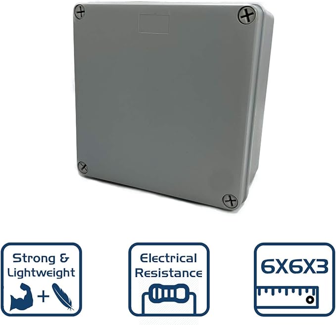 Co. 6" x 6" x 3" Weather & Dust Proof PS Plastic Junction Conduit Box Enclosure (5.5"x5.5"x3" Interior Dimension) 1 Pack - Image 7