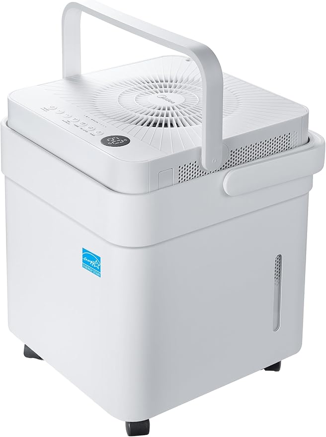 Midea Cube 50 Pint Dehumidifier for Basement and Rooms at Home for up to 4,500 Sq. Ft., Smart Control, Compatible with Alexa (White), Drain Hose Included by Makeyourselfathome