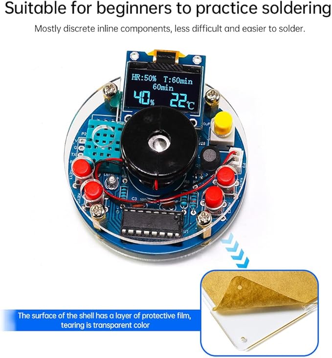 STEM Electronic DIY Kit Humidifier Soldering Project Kit, Temperature OLED Display Humidity Control, Auto-Off Timer and Memory Function Home Office - Image 7