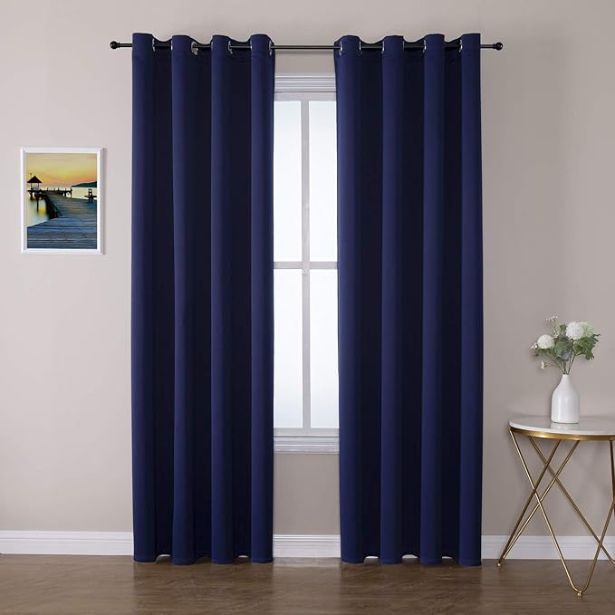 ChrisDowa Blackout Curtains 102 Inches Long 2 Panels Set for Living Room, Grommet Thermal Insulated Room Darkening Curtains for Bedroom (Navy Blue, 52 x 102 Inch) by ChrisDowa