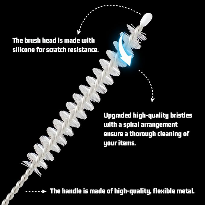Milk Foamer Hose Brush, Tube Hose Cleaner Brush Ideal for Espresso & Coffee Machine Attachments，Extra Long Stainless Steel Brush for Cleaning Reusable Drinking Straws, Keg Lines and Pipes(13.7in) - Image 5